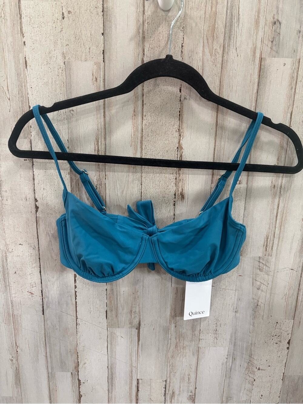 New Quince Italian Demi Bikini Top Lagoon Blue Underwire Small Classic Resort
